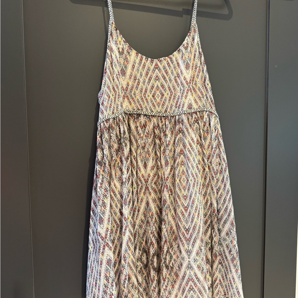 Free People Tan and White Spaghetti Strap Sundress